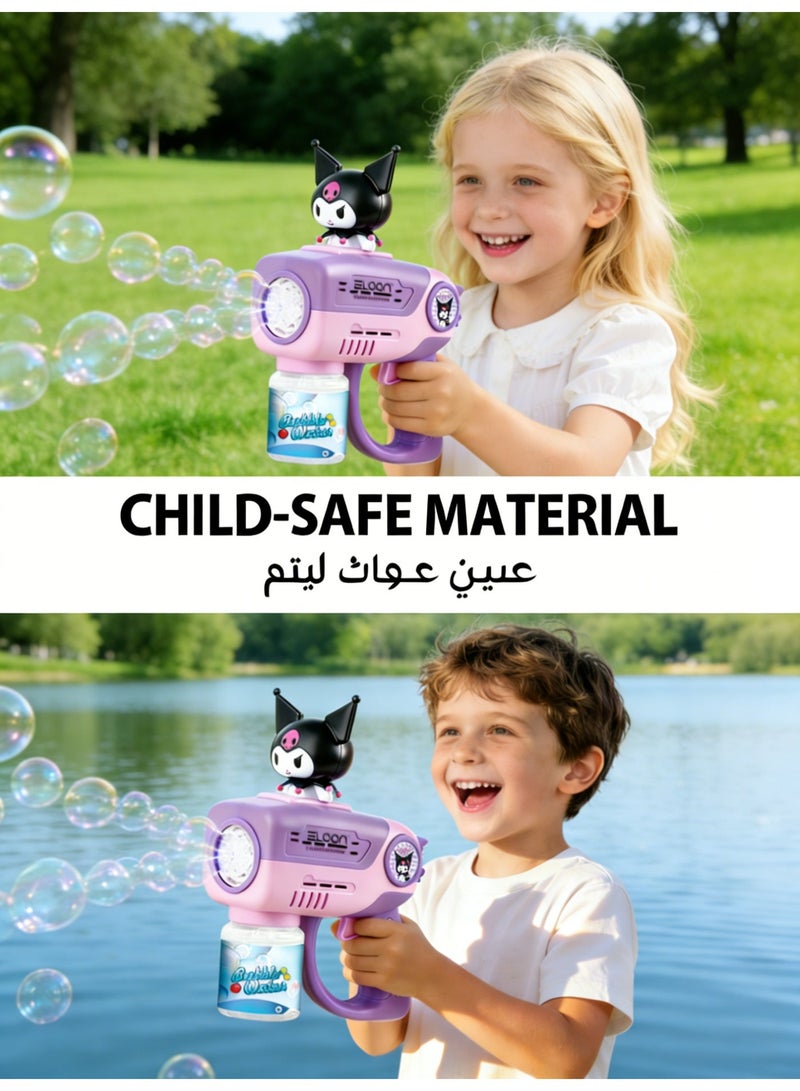 سانريو مسدسات فقاعات سانريو كورومي، صانعات فقاعات مع ضوء وموسيقى، هدايا للأطفال من عمر 3 إلى 8 سنوات، آلة فقاعات أوتوماتيكية، لعبة صيفية للهدايا في الهواء الطلق والداخل، وأعياد الميلاد وحفلات الزفاف - Image 2